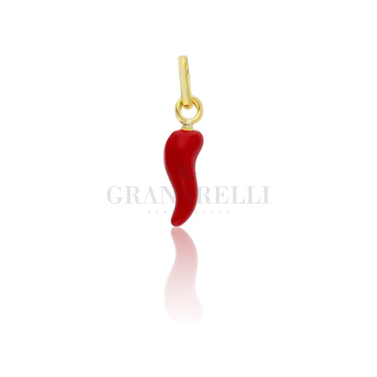 Ciondolo Corno Piccolo Smalto Rosso e Oro Giallo