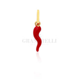 Ciondolo Corno Grande Smalto Rosso e Oro Giallo