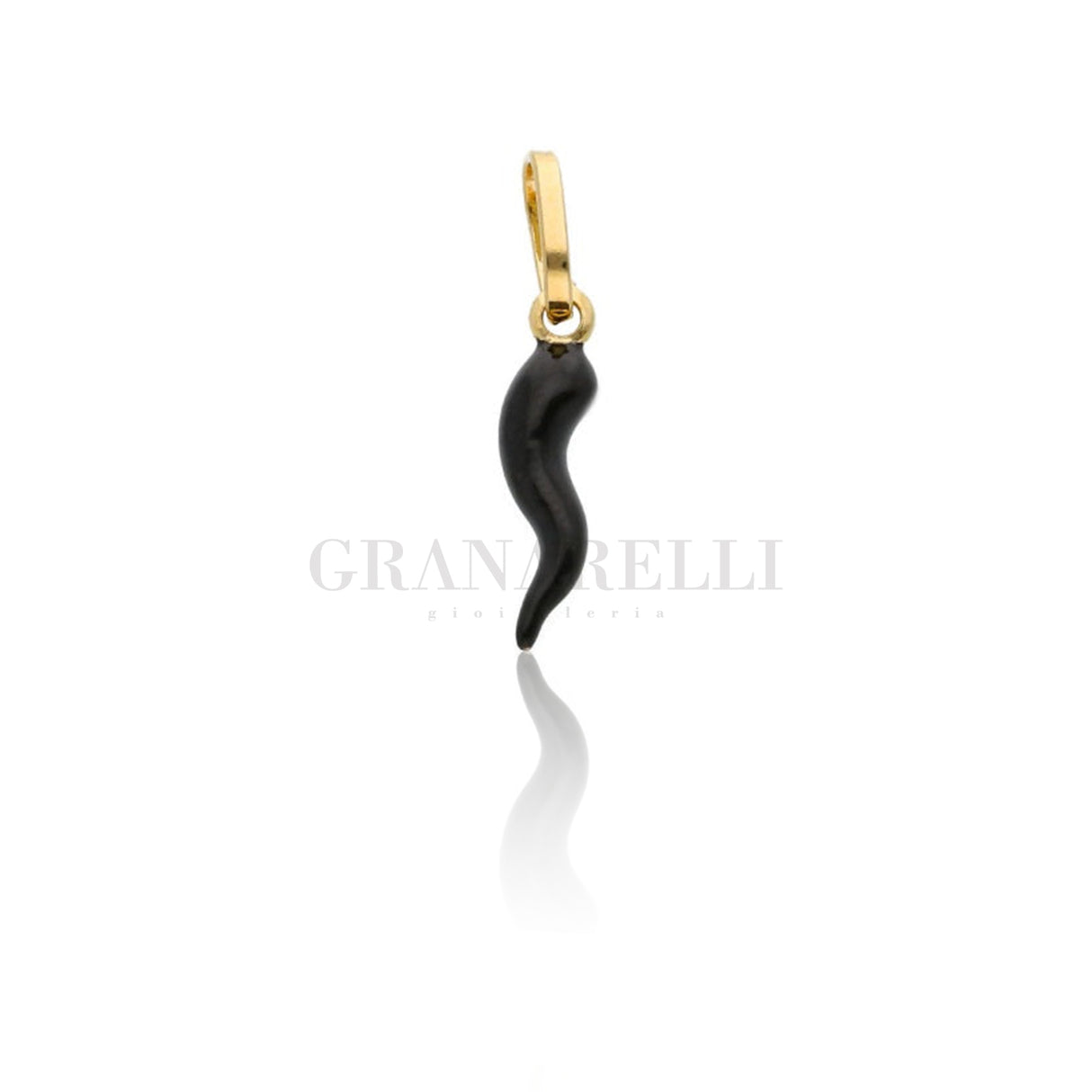 Ciondolo Corno Smalto Nero e Oro Giallo