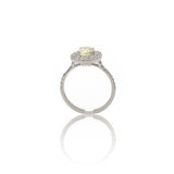 Anello Fancy Halo con gambo di diamanti in Oro Bianco