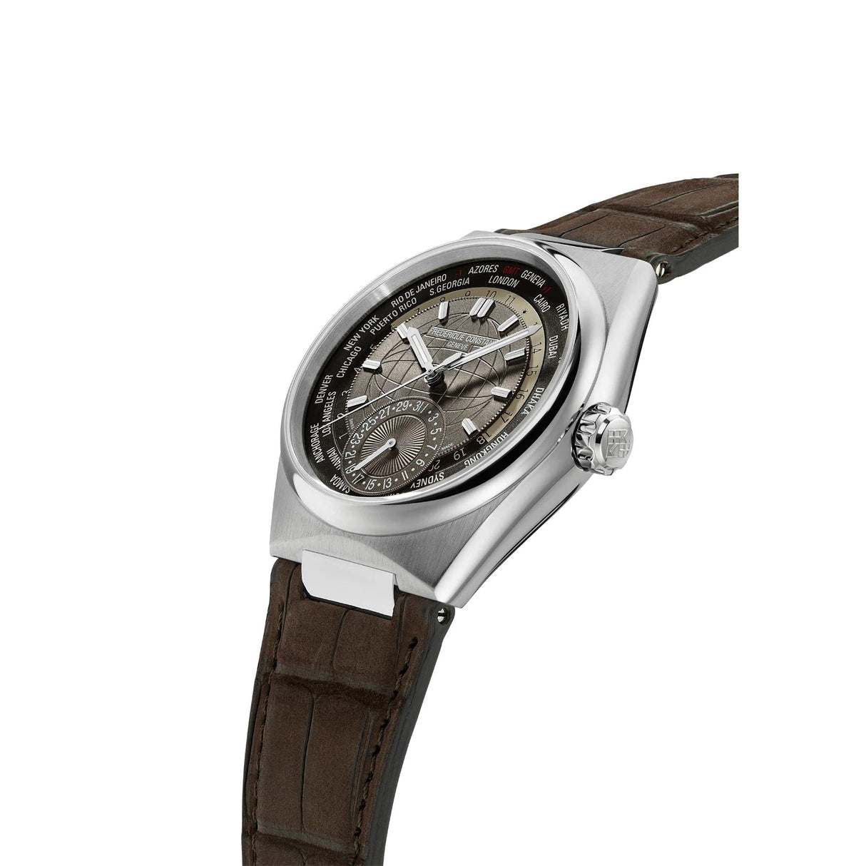 Highlife Worldtime Manufacture Acciaio Pelle-Orologi-FREDERIQUE CONSTANT-Gioielleria Granarelli