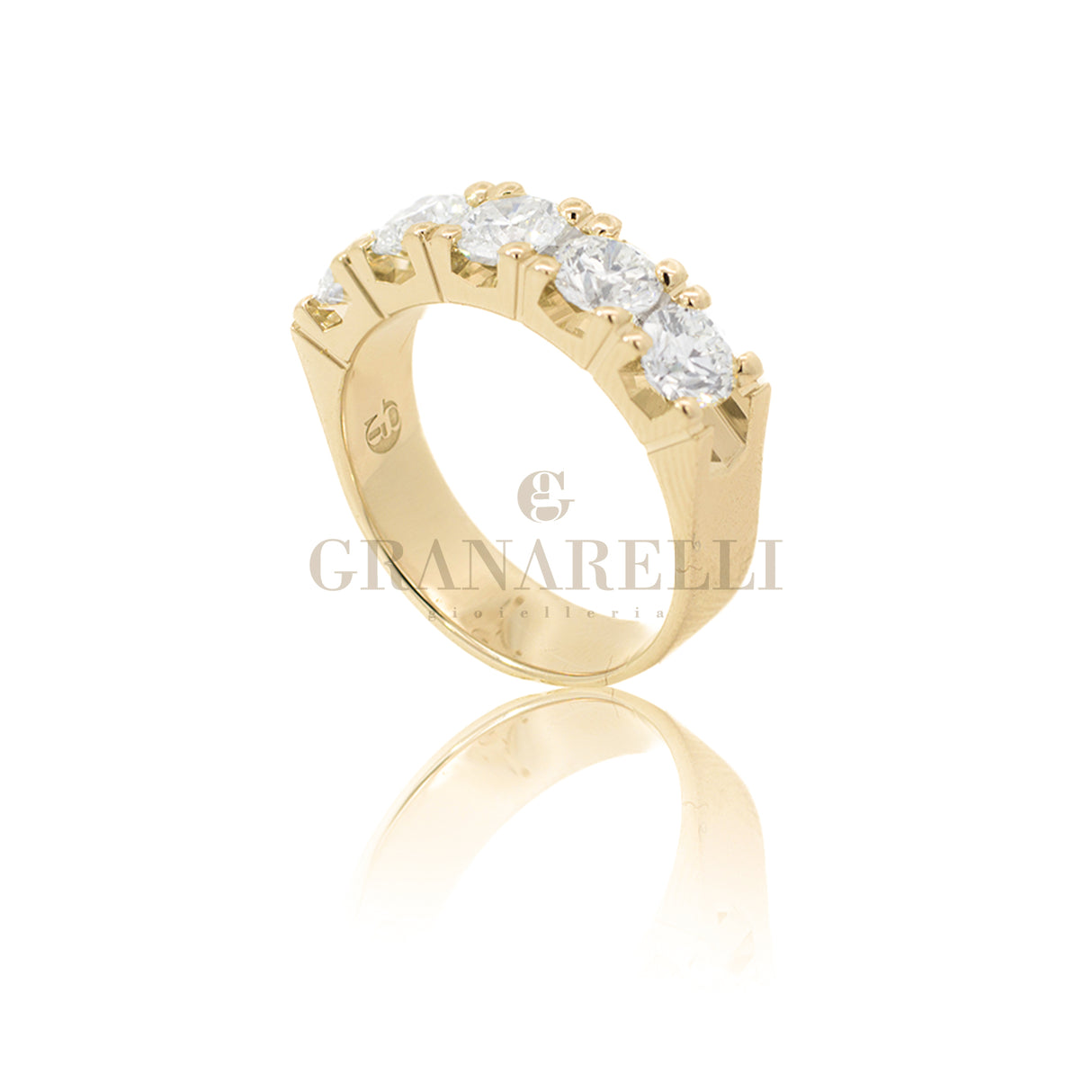Anello Fedina 5 diamanti 1.85kt In Oro Giallo