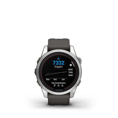 fēnix® 7S Pro – Solar Edition Silver con cinturino Graphite-Orologi-GARMIN-Gioielleria Granarelli