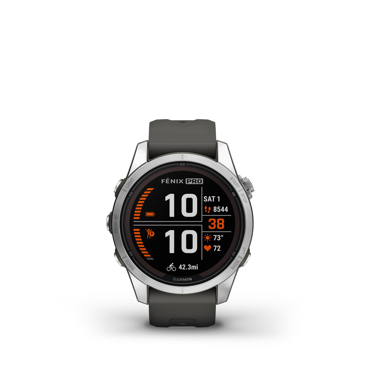 fēnix® 7S Pro – Solar Edition Silver con cinturino Graphite-Orologi-GARMIN-Gioielleria Granarelli