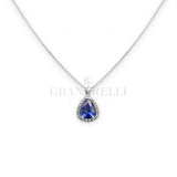 Witgouden ketting diamanten met "Goccia" Cut Sapphire CT 1.19