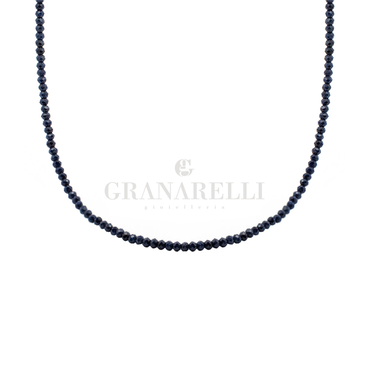 Night blue sapphire necklace in white gold