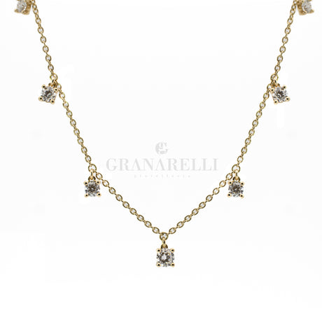 Girocollo 7 diamanti pendenti In Oro Giallo-Girocolli-GioGio-Gioielleria Granarelli