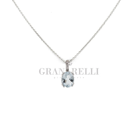 Girocollo acquamarina e diamanti in oro bianco-Girocolli-GRANARELLI-Gioielleria Granarelli