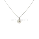 Girocollo con Perla  Ø 9/9.5 e diamante in Oro Bianco