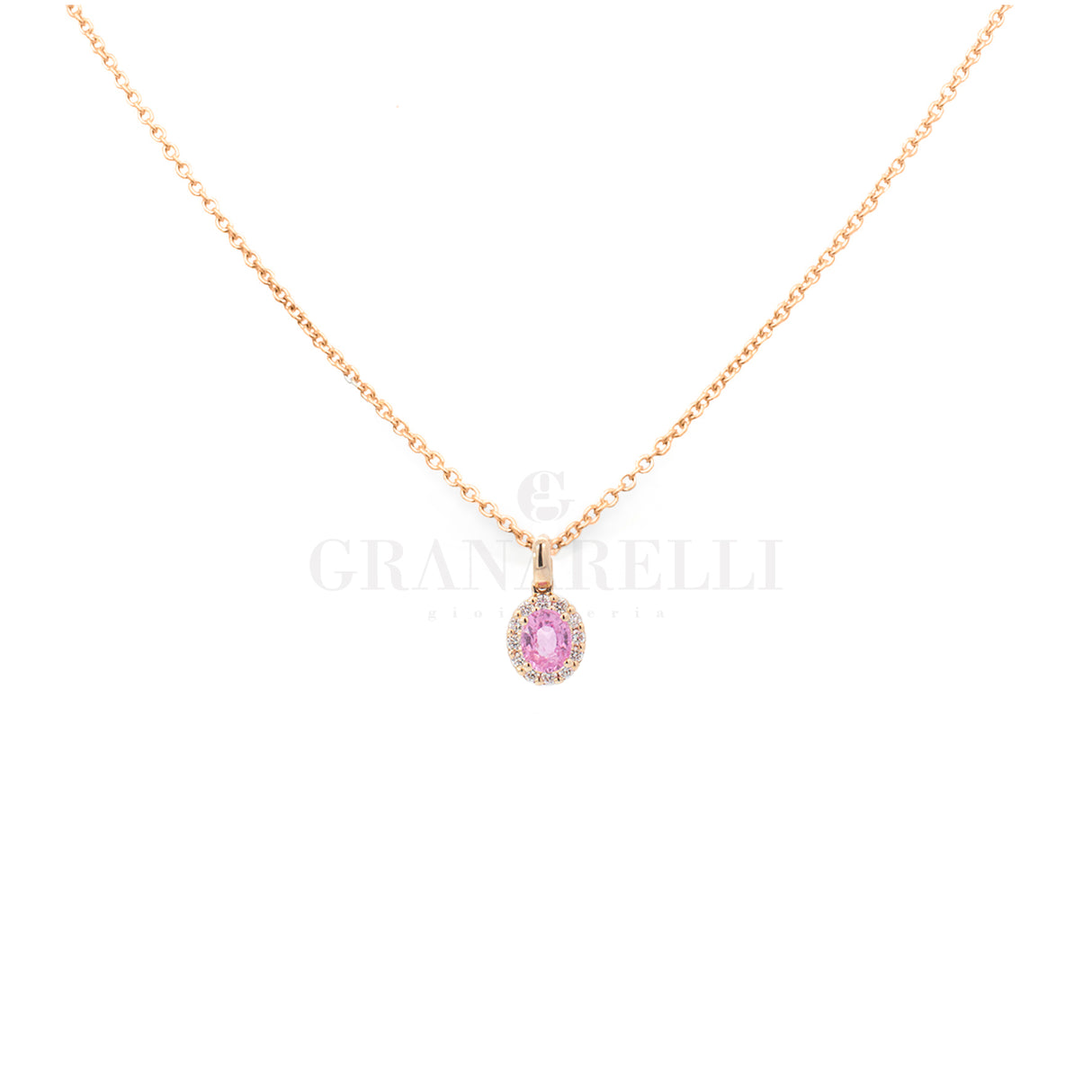 Girocollo zaffiro rosa e Diamanti in Oro Rosa