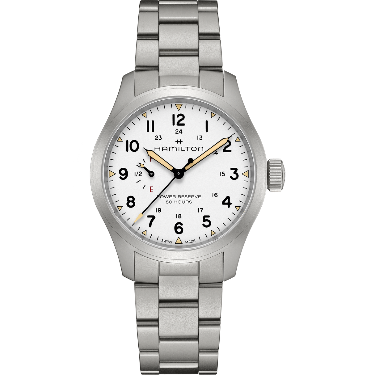 Khaki Field Mechanical Power Reserve Bianco 40mm Acciaio