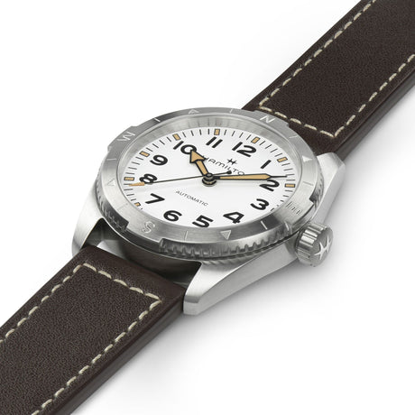 Khaki Field Expedition Automatico Bianco Pelle-Orologi-HAMILTON-Gioielleria Granarelli