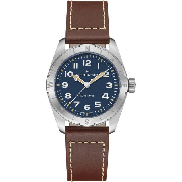 Khaki Field Expedition Automatico Blu Pelle 37 mm-Orologi-HAMILTON-Gioielleria Granarelli