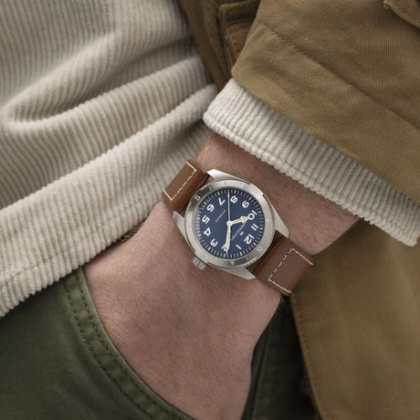 Khaki Field Expedition Automatico Blu Pelle 37 mm-Orologi-HAMILTON-Gioielleria Granarelli