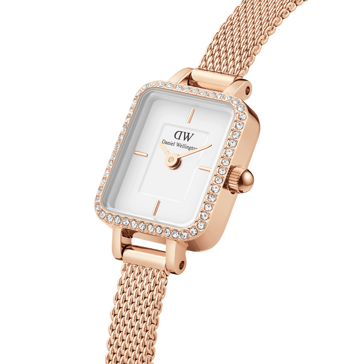 Quadro Mini Lumine Bezel Rose Gold-Orologi-DANIEL WELLINGTON-Gioielleria Granarelli