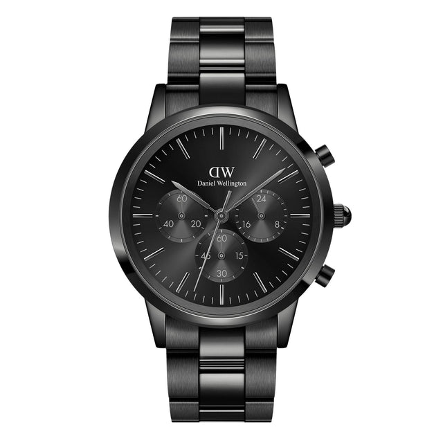 Iconic Chronograph Link Onyx 42mm Black-Orologi-DANIEL WELLINGTON-Gioielleria Granarelli