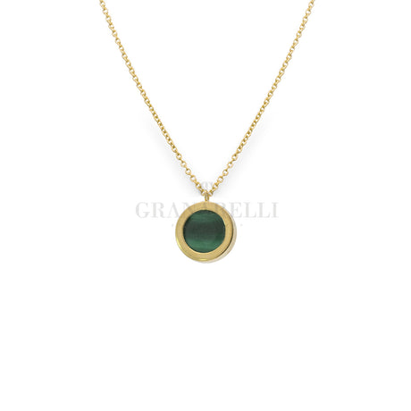 Girocollo Ciondolo malachite in oro giallo-Girocolli-GioGio-Gioielleria Granarelli