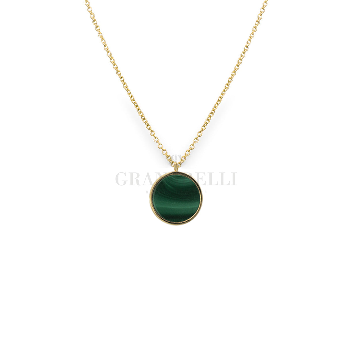 Girocollo Ciondolo malachite in oro giallo-Girocolli-GioGio-Gioielleria Granarelli