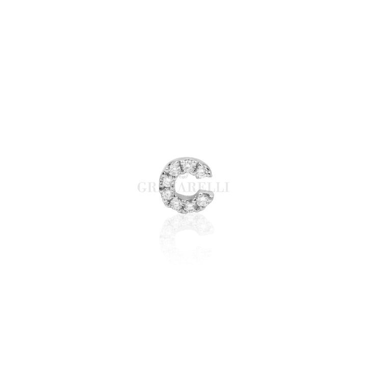 Mono Orecchino Lettera C in Oro Bianco e Diamanti-Orecchini-CRIVELLI- [SKU] -Gioielleria Granarelli