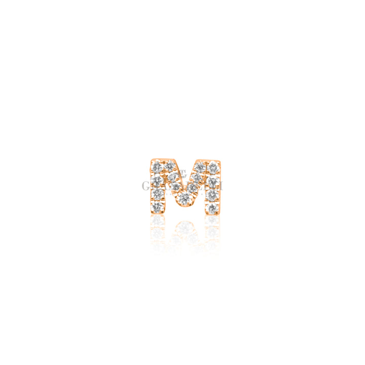 Mono Orecchino Iniziale Lettera M in Oro Rosa e Diamanti-Orecchini-CRIVELLI-Gioielleria Granarelli