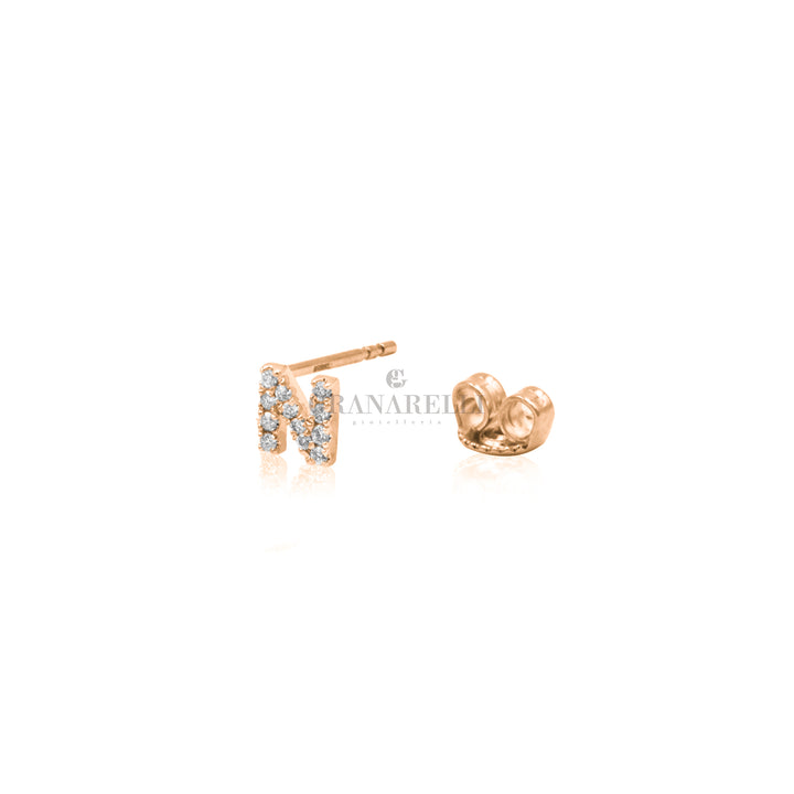 Mono Orecchino Iniziale Lettera N in Oro Rosa e Diamanti-Orecchini-CRIVELLI-Gioielleria Granarelli