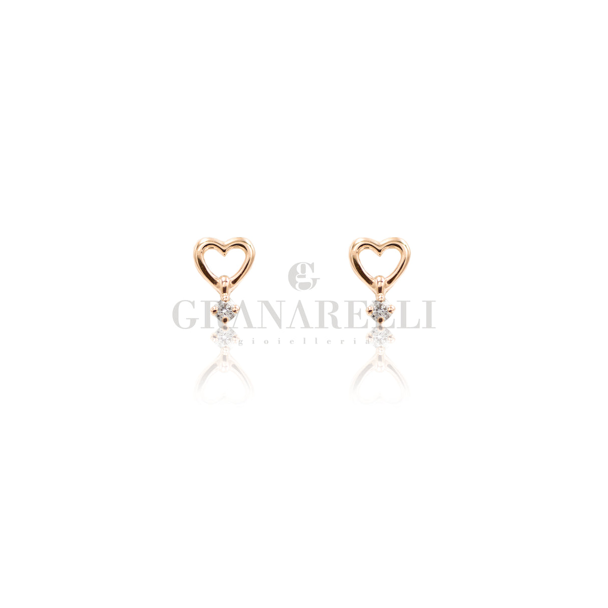 Orecchini Cuore e Diamanti Oro Rosa