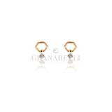 Orecchini Esagono e Diamanti Oro Rosa