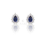 Orecchini con Zaffiri goccia ct 1,10  e Diamanti In Oro Bianco
