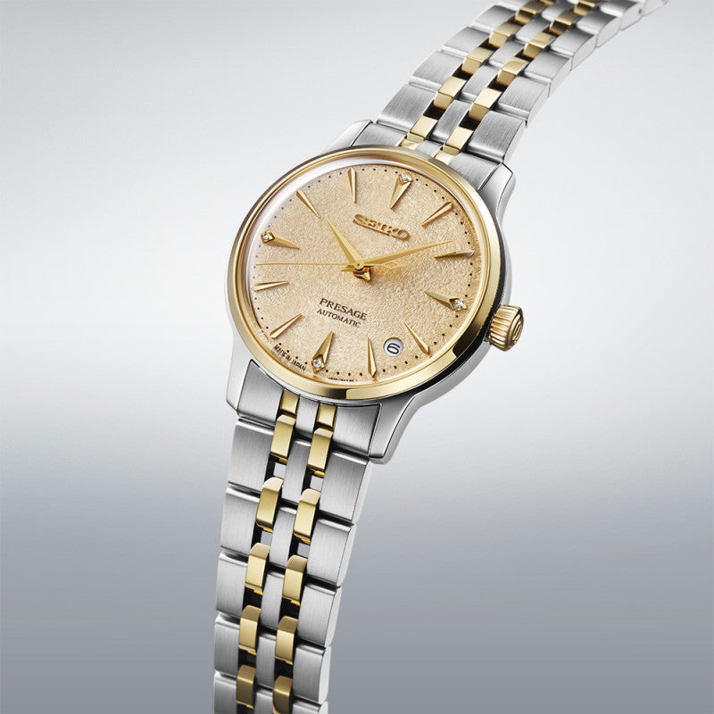 Presage Cocktail Time Automatico Acciaio Dorato Diamanti Bicolore 34mm