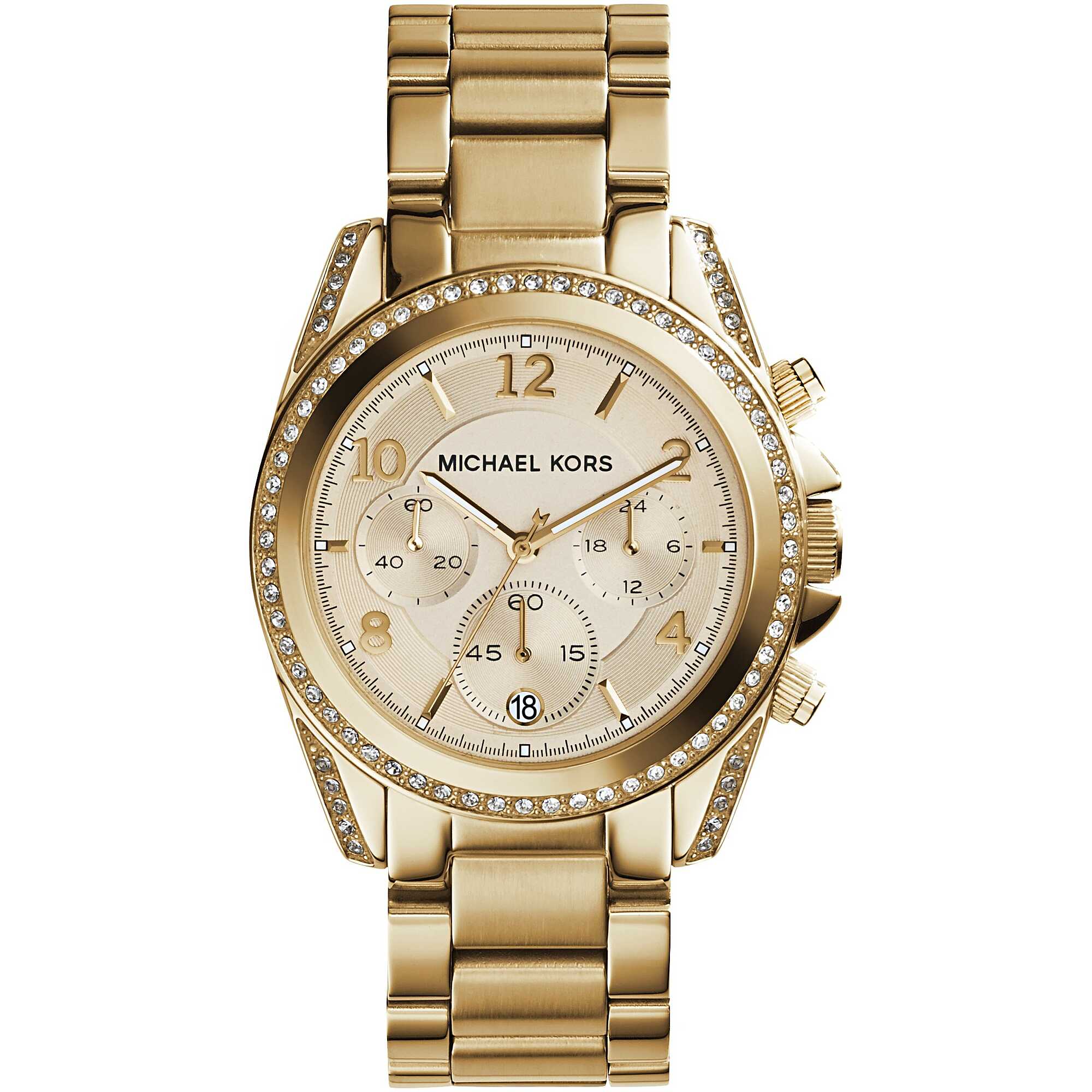 Michael Kors Janelle Womens Pave Crystals Watch, MK Logo Dial, Rose Gold  Pink | eBay