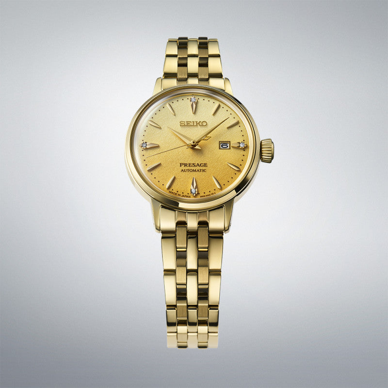 Presage Cocktail Automatico Acciaio Giallo con Diamanti 30mm