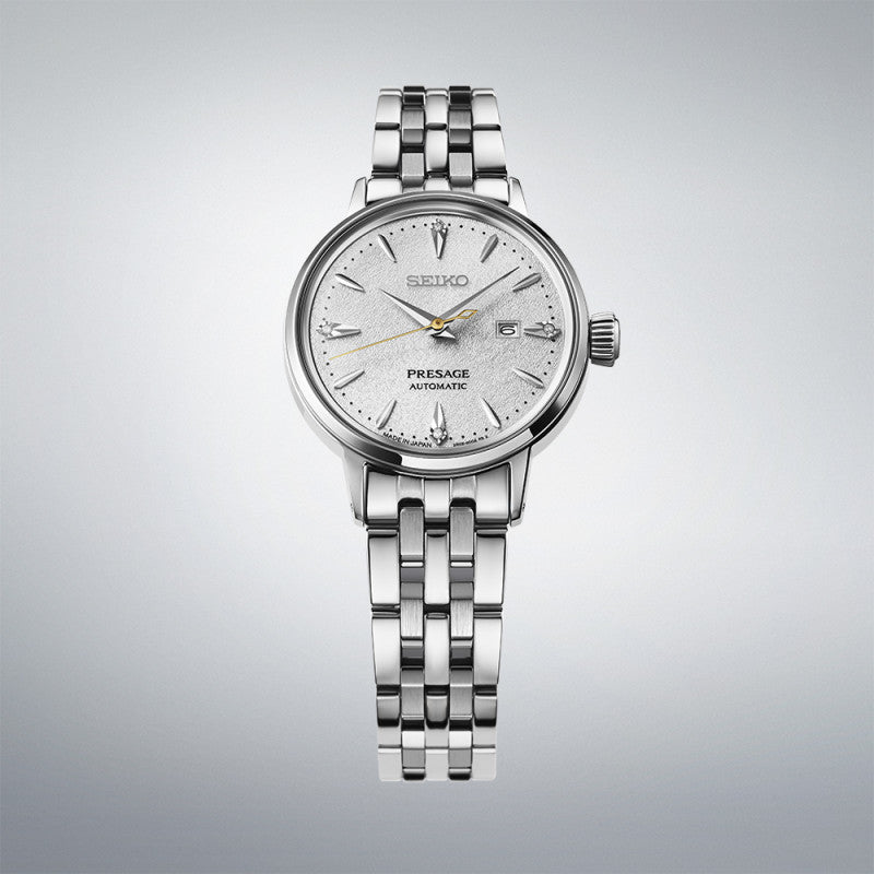 Presage Cocktail Automatico Acciaio Bianco con Diamanti 30mm