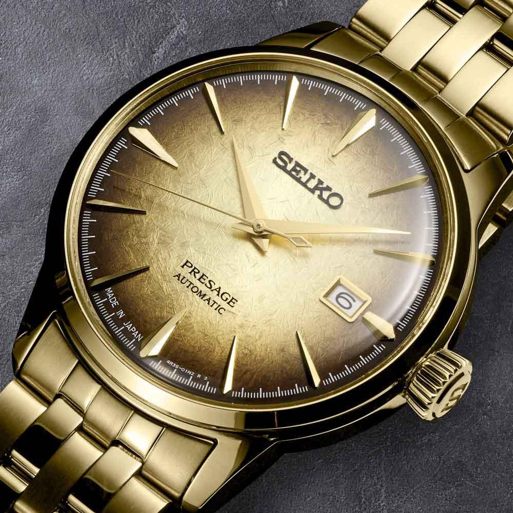 Presage Cocktail Automatico Dorato Fumè-Orologi-SEIKO-Gioielleria Granarelli