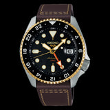 Seiko 5 Sports Automatico GMT Nero Pelle-Orologi-SEIKO-Gioielleria Granarelli