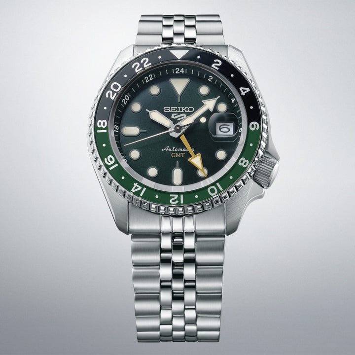 Seiko 5 Sports Automatico GMT Acciaio Verde-Orologi-SEIKO-Gioielleria Granarelli