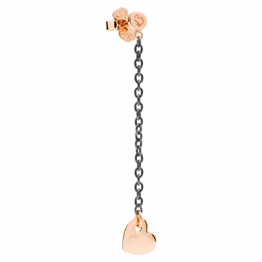 Dodo orecchino pendente cuore in oro rosa e titanio