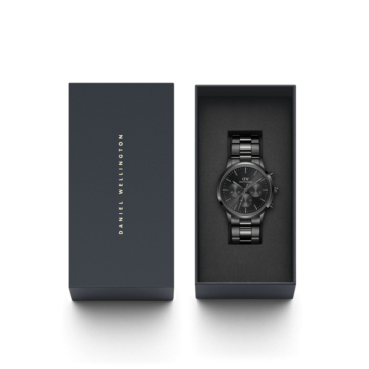 Iconic Chronograph Link Onyx 42mm Black-Orologi-DANIEL WELLINGTON-Gioielleria Granarelli