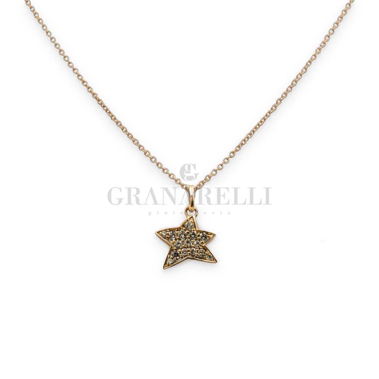 Girocollo Stella Diamanti Brown in Oro Rosa