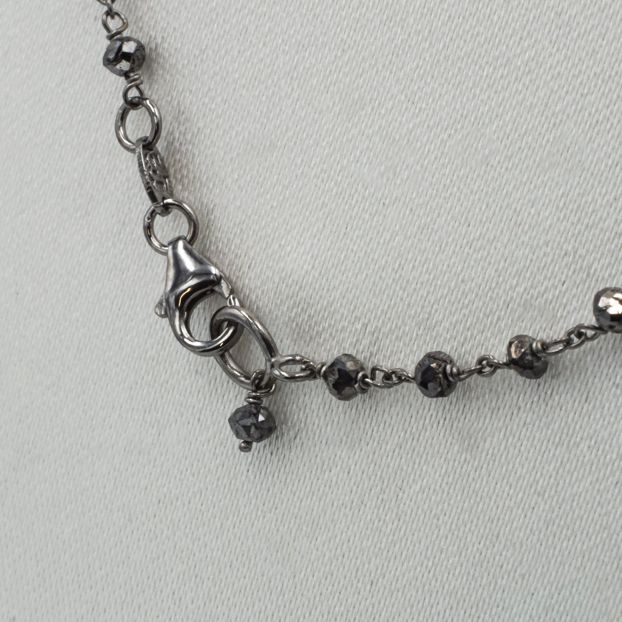 Collana Rosario Oro Bianco Brunito Nero Diamanti Neri taglio briolè CM 45-Girocolli-GRANARELLI-Gioielleria Granarelli