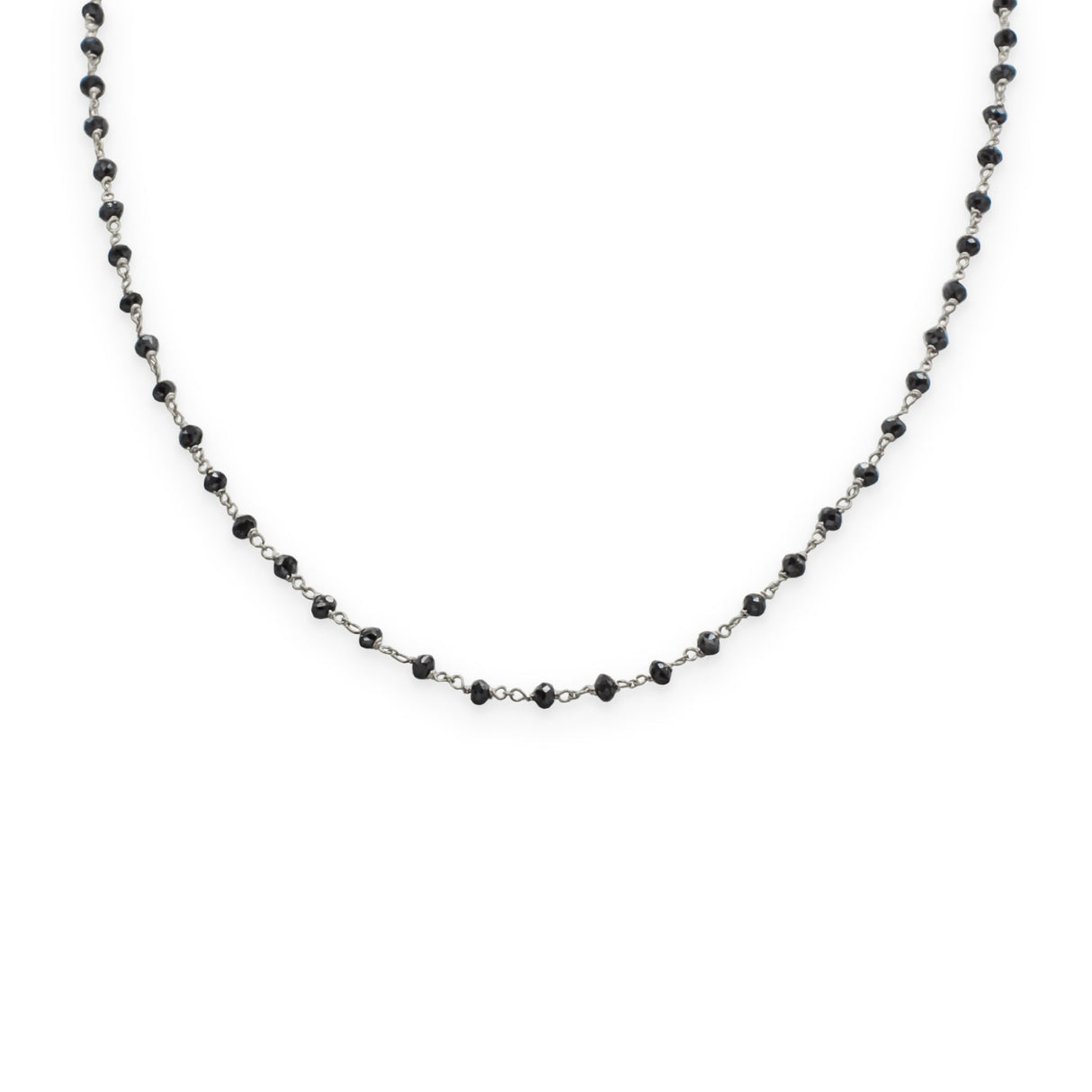 Collana Rosario Oro Bianco Brunito Nero Diamanti Neri taglio briolè CM 45-Girocolli-GRANARELLI-Gioielleria Granarelli