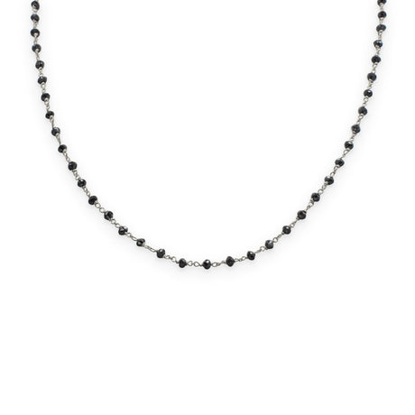 Collana Rosario Oro Bianco Brunito Nero Diamanti Neri taglio briolè CM 45-Girocolli-GRANARELLI-Gioielleria Granarelli