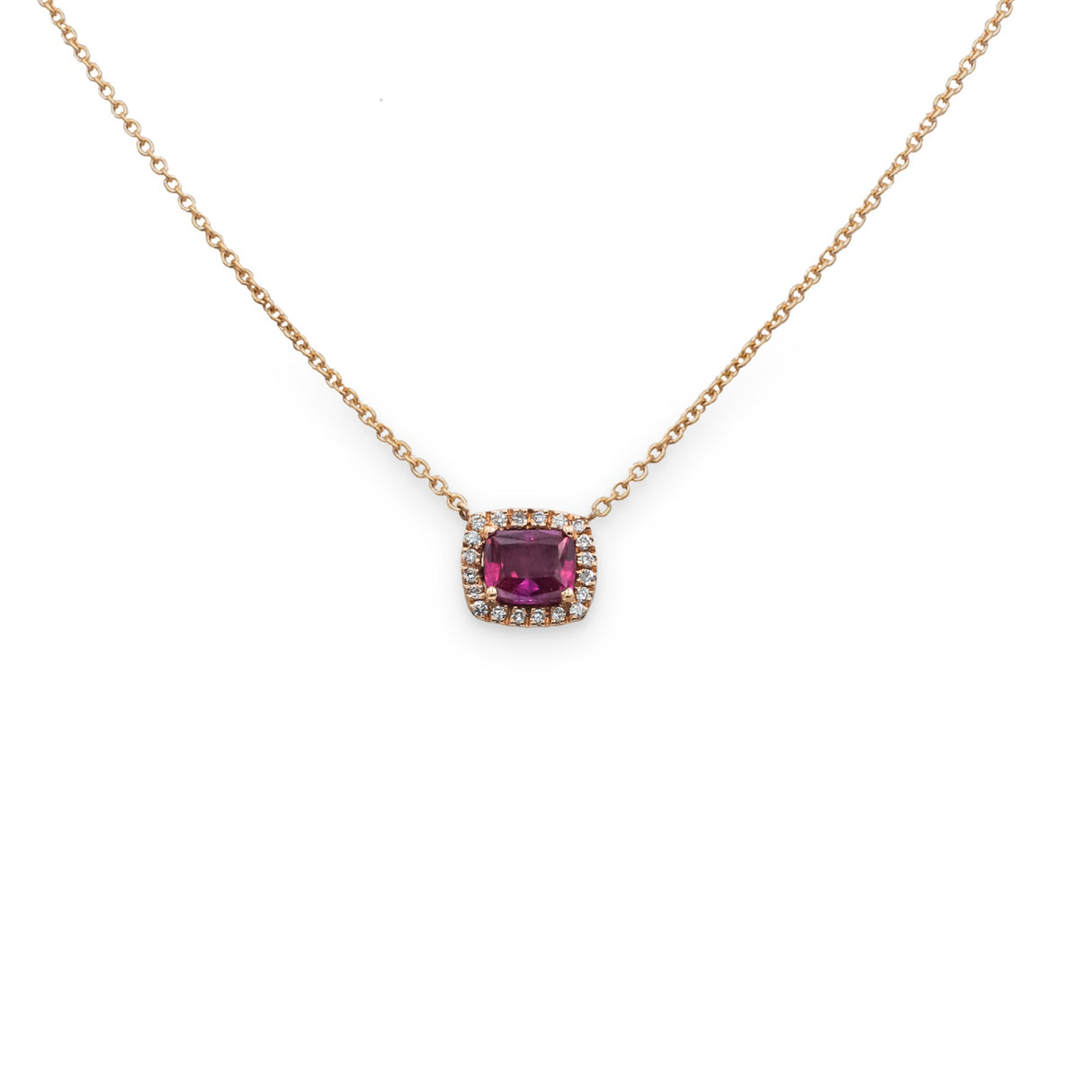 Girocollo con Zaffiro Rosa 0.89kt e Brillanti in Oro Rosa-Girocolli-GRANARELLI-Gioielleria Granarelli