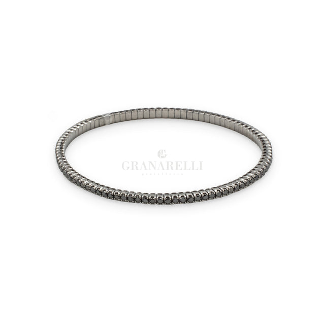 Tennis molla con Diamanti Neri in Oro Bianco Brunito-Bracciali-CRIVELLI-Gioielleria Granarelli