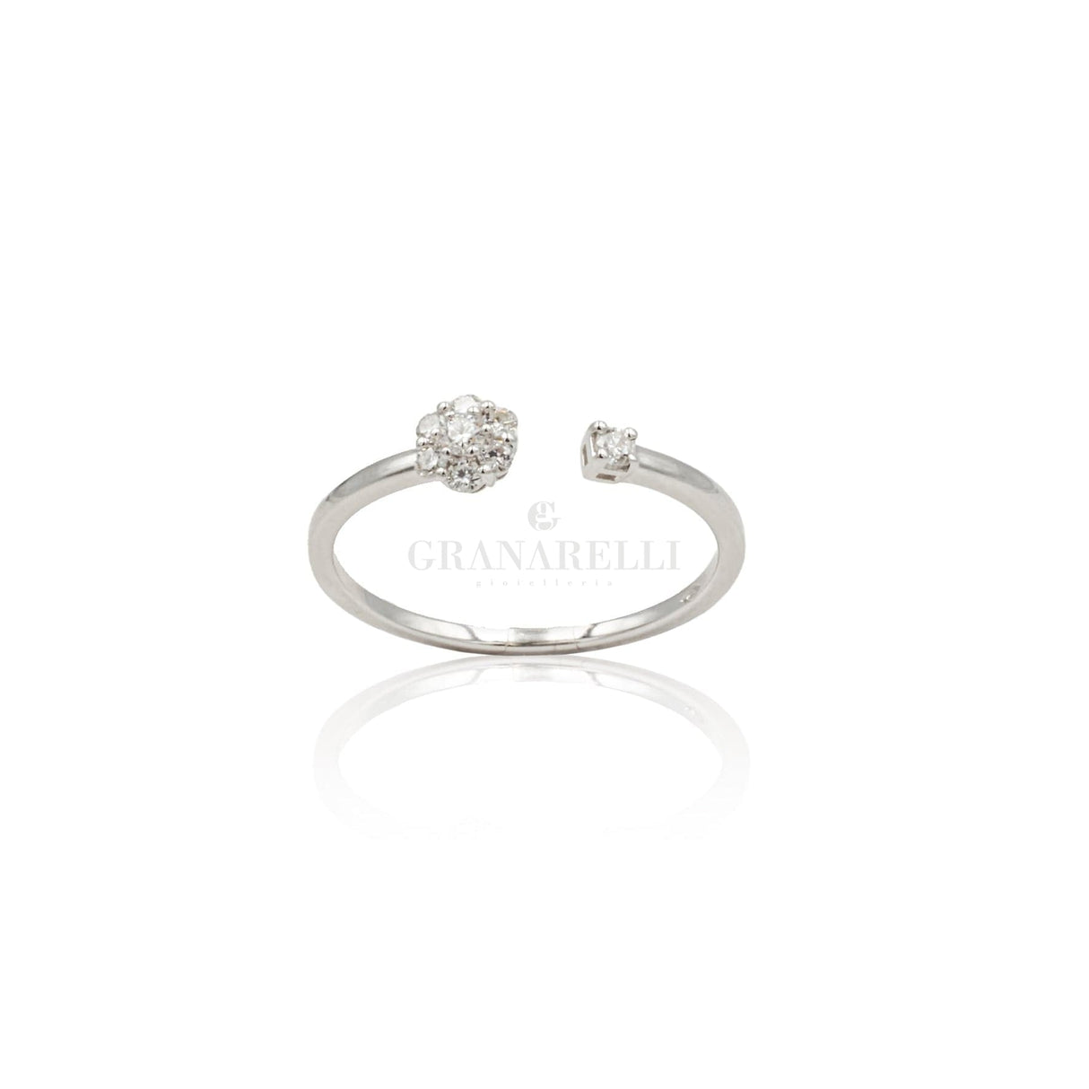 Anello Fiore Diamanti in Oro Bianco-Anelli-CRIVELLI- [SKU] -Gioielleria Granarelli