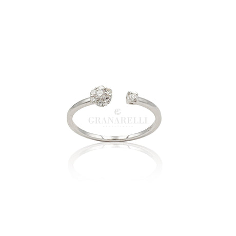 Anello Fiore Diamanti in Oro Bianco-Anelli-CRIVELLI- [SKU] -Gioielleria Granarelli
