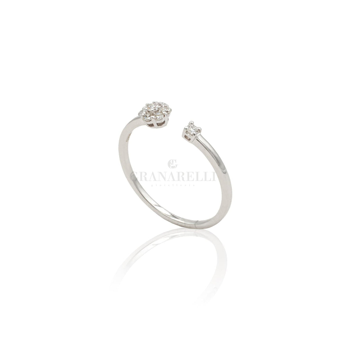 Anello Fiore Diamanti in Oro Bianco-Anelli-CRIVELLI- [SKU] -Gioielleria Granarelli