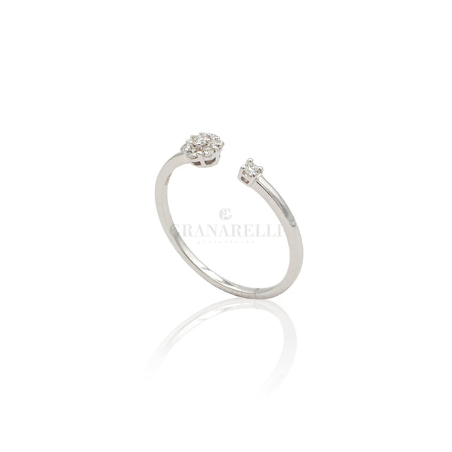 Anello Fiore Diamanti in Oro Bianco-Anelli-CRIVELLI- [SKU] -Gioielleria Granarelli