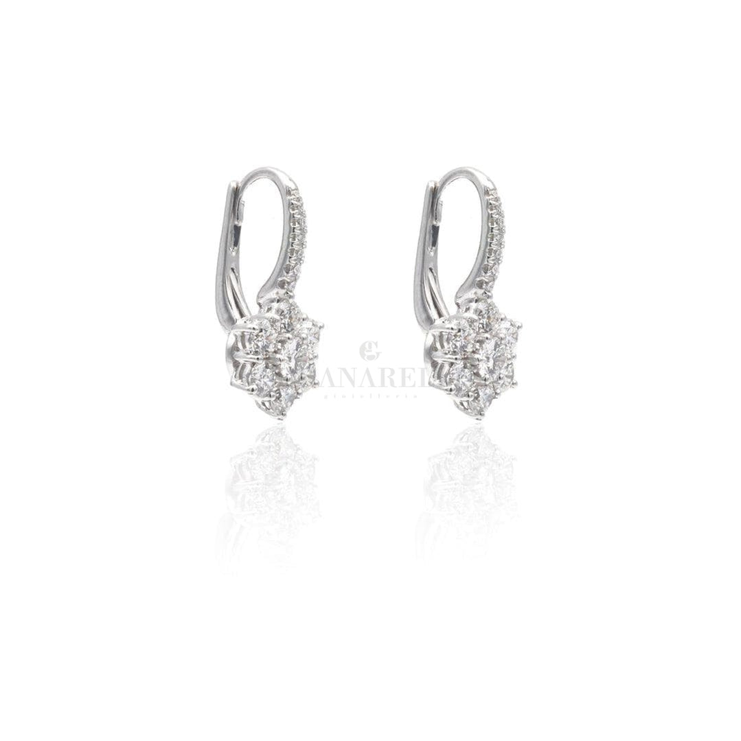 Boccola con Fiore di Diamanti in Oro Bianco 1.13kt-Orecchini-CRIVELLI-Gioielleria Granarelli