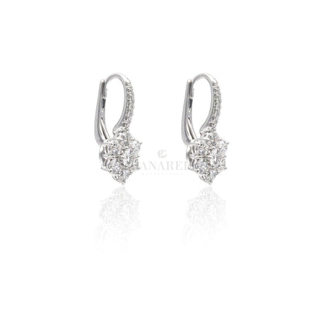 Boccola con Fiore di Diamanti in Oro Bianco 1.13kt-Orecchini-CRIVELLI-Gioielleria Granarelli