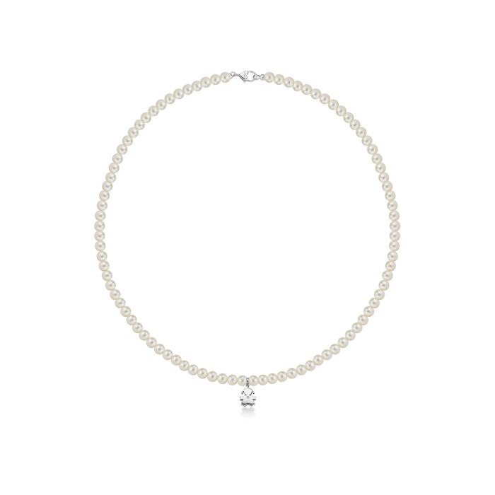 Collana Le Perle Bimba con Diamante Oro Bianco-Girocolli-LE BEBE'-Gioielleria Granarelli